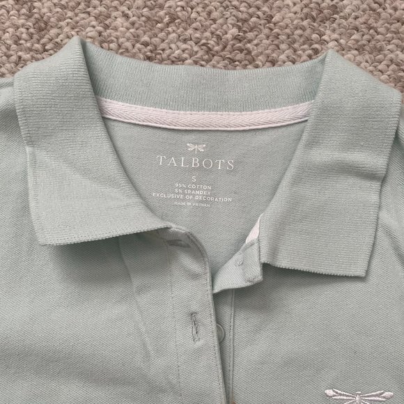 NWT Talbots Polo Shirt  Mint Green Golf Dragonfly Logo Cap Sleeve  Size S - Picture 3 of 8
